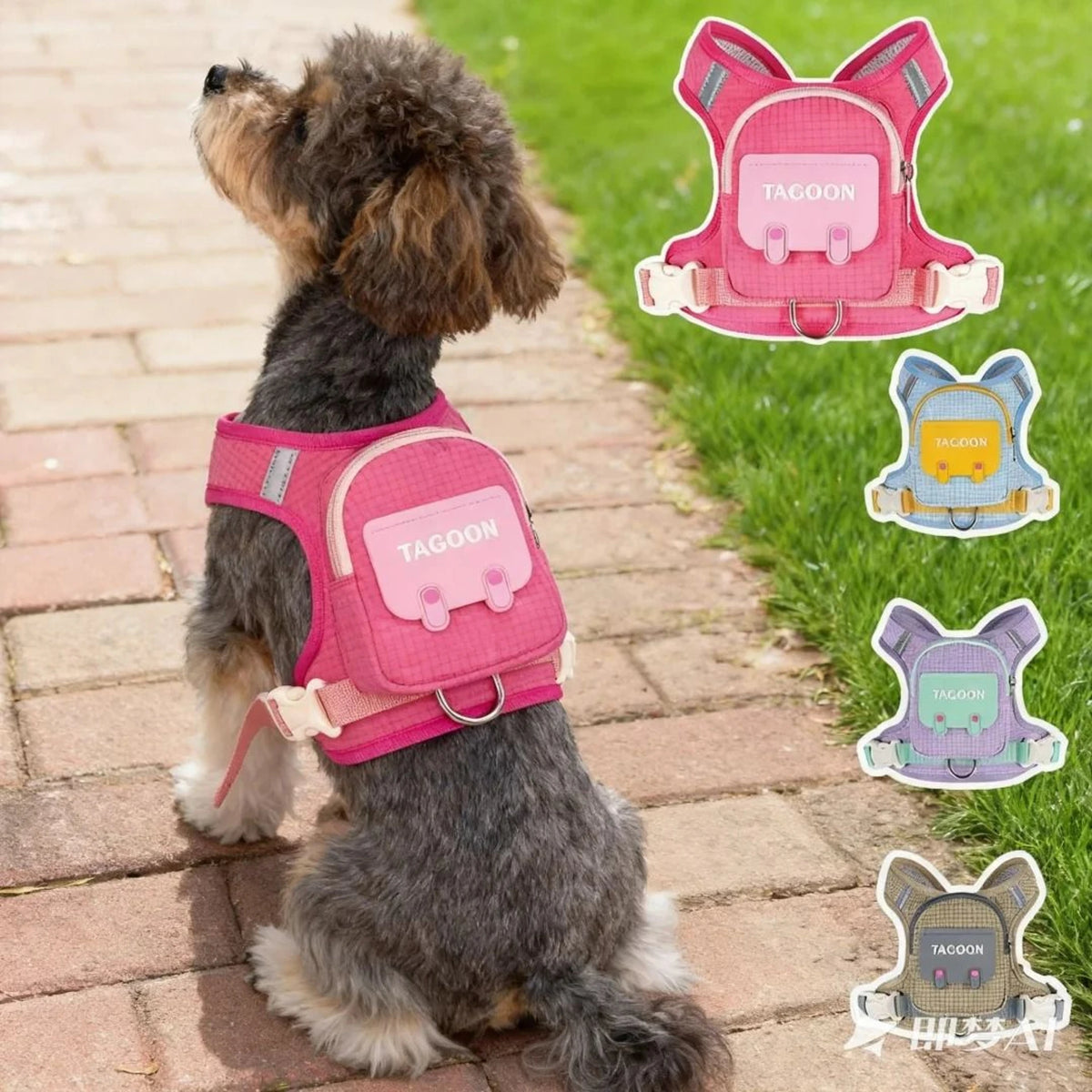 Adventure Pet Harness & Backpack Set – Reflective Escape-Proof Walking Vest