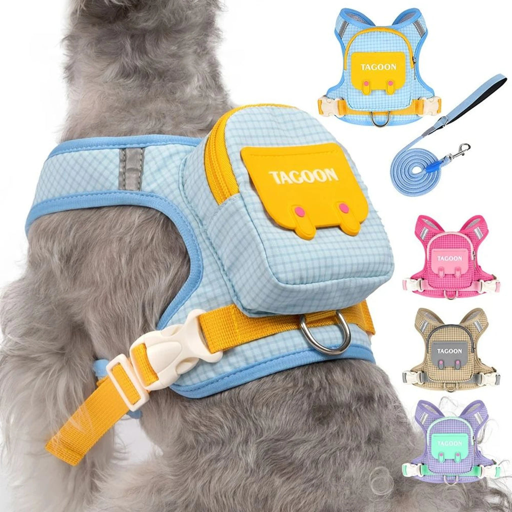 Adventure Pet Harness & Backpack Set – Reflective Escape-Proof Walking Vest